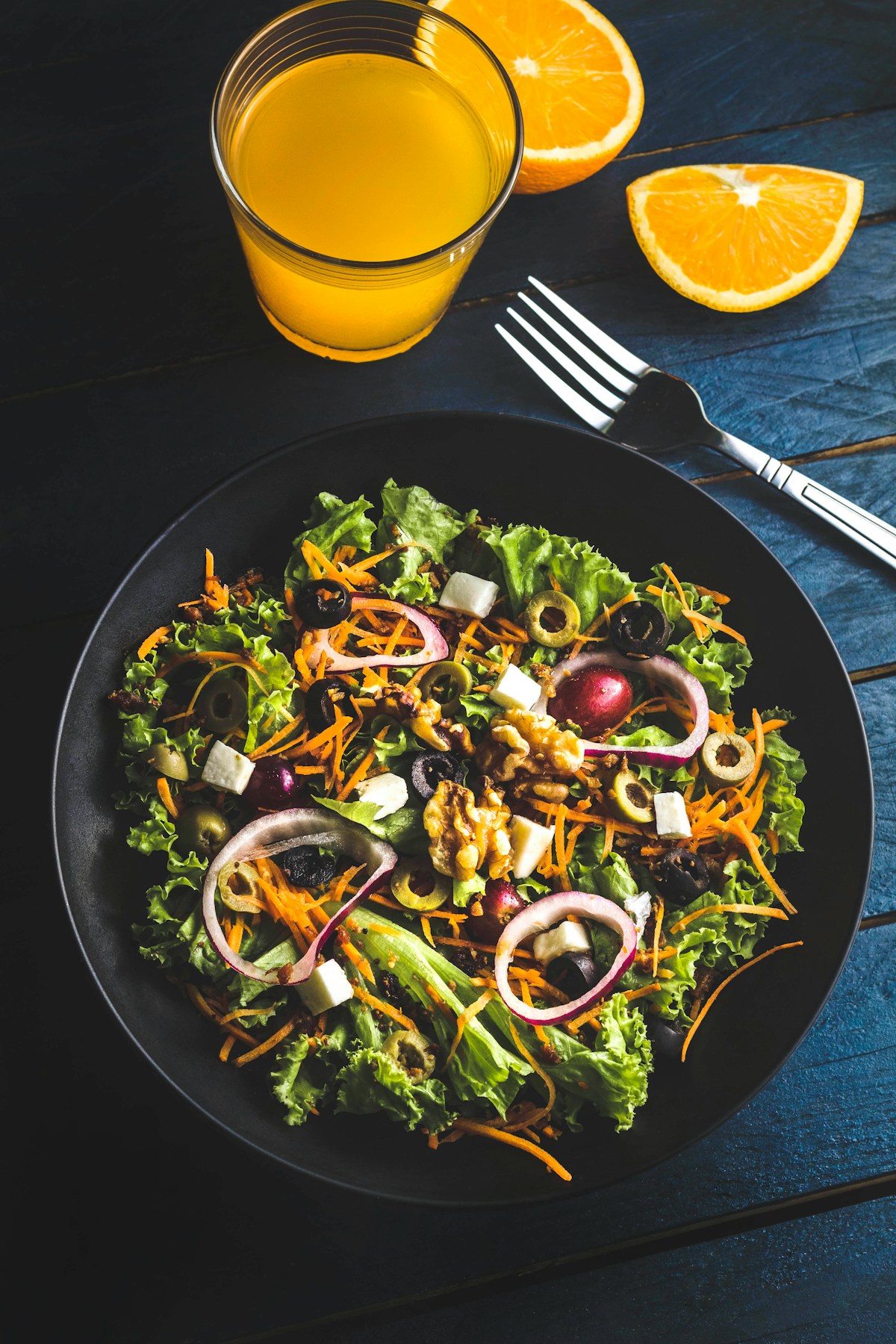 Fresh salad with edible flowers